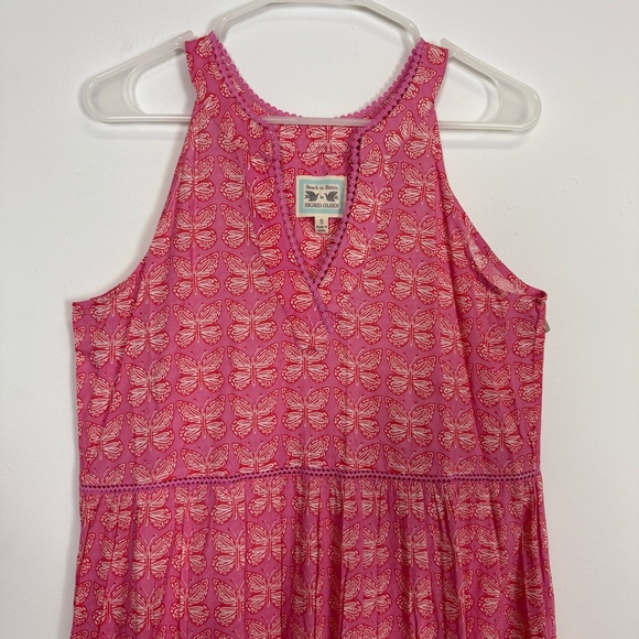 Beach to Bistro Sigrid Olsen Midi Dress Womens Small Pink Butterflies Sleeveless - Picture 3 of 10